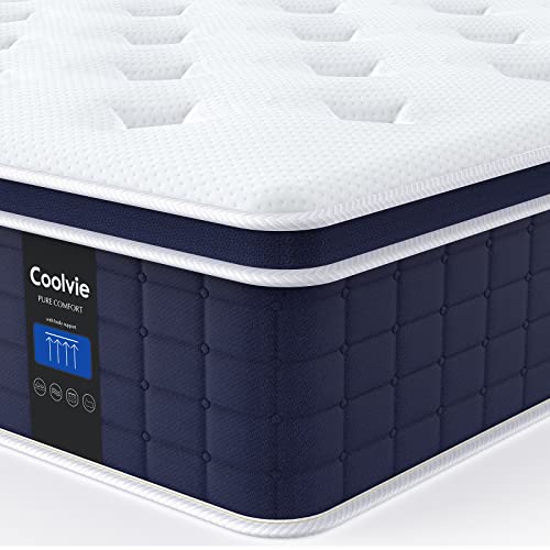 Coolvie 12 Inch California King Mattress, Hybrid Cal King Mattress in a Box, Medium Firm Feel, 3 Layer Premium Foam with Pocket Springs for Motion Isolation and Pressure Relieving, 100-Night Trial