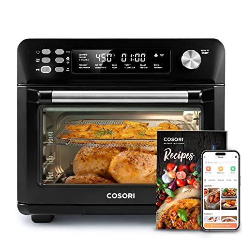 COSORI Air Fryer Toaster Oven 26QT, 12-in-1 Convection Ovens Countertop Combo, 6-Slice Toast, 12-inch Pizza, Basket, Tray, Recipes &3 Accessories, Wifi, CS100-AO
