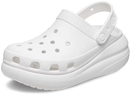 Crocs Unisex Classic Crush Clogs | Platform Shoes, White, 5 US Men