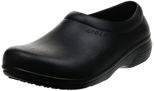 Crocs Unisex Men's and Women's On The Clock Clog | Slip Resistant Work Shoes, Black, 11 US Men/ 13 US Women