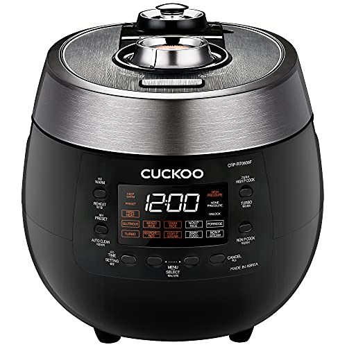 CUCKOO CRP-RT0609FB | 6-Cup (Uncooked) Twin Pressure Rice Cooker & Warmer | 12 Menu Options: High/Non-Pressure Steam & More, Made in Korea | Black
