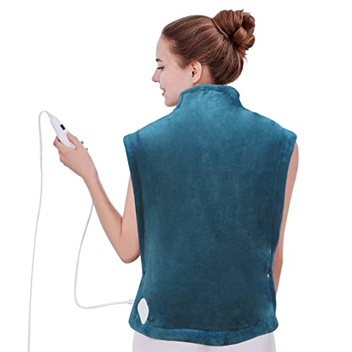 DAILYLIFE Electric Heating Pad 26"x35" Electric Heating Wrap for Neck and Shoulders UL Certified with Overheating Protection | 6 Heating Settings | Auto-Off | Machine Washable, Blue