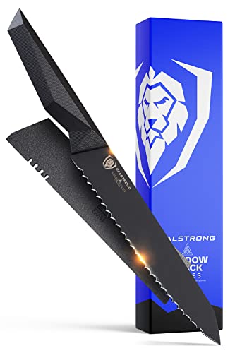 Dalstrong Serrated Utility Knife - 6.5 inch - Shadow Black Series - Black Titanium Nitride Coated Kitchen Knife - High Carbon - 7CR17MOV-X Vacuum Treated Steel - Sheath - NSF Certified
