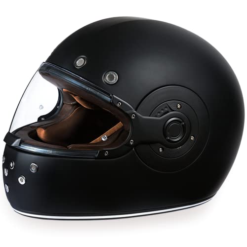 Daytona Helmets Full Face Motorcycle Helmet Retro – DOT Approved [Dull Black] [Dull Black Accents] [XL]