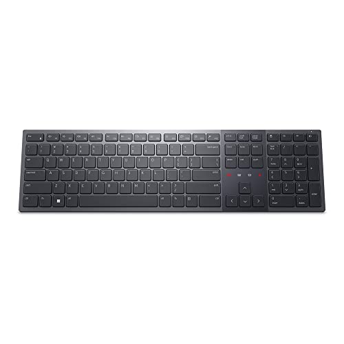 Dell Premier Collaboration Keyboard – KB900, Wireless 2.4GHz, Bluetooth 5.1, Rechargeable, Mic on/Off, Video on/Off, Chat, Screenshare, Backlight on/Off, Scissors Keys, Tilt Adjustment - Graphite