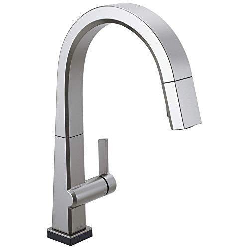 Delta Faucet Pivotal Touch Kitchen Faucet Brushed Nickel, Kitchen Faucets with Pull Down Sprayer, Kitchen Sink Faucet, Touch Faucet for Kitchen Sink, Touch2O Technology, Arctic Stainless 9193T-AR-DST