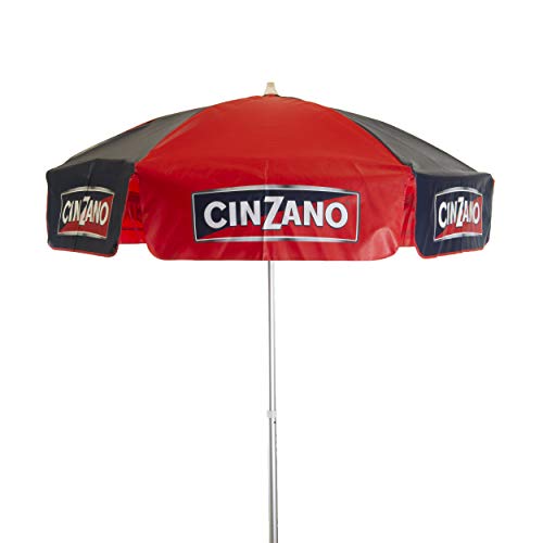 DestinationGear Heininger 1378 Cinzano Red and Blue 6' Vinyl Patio Pole Umbrella