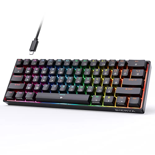 DIERYA DK61E Mechanical Gaming Keyboard, 60% Percent Keyboard w/Hot-swappable, PBT Keycap, Full Keys Programmable, N-key Rollover, RGB Backlit, USB-C, Ultra-Compact Mini Wired Keyboard w/Yellow Switch