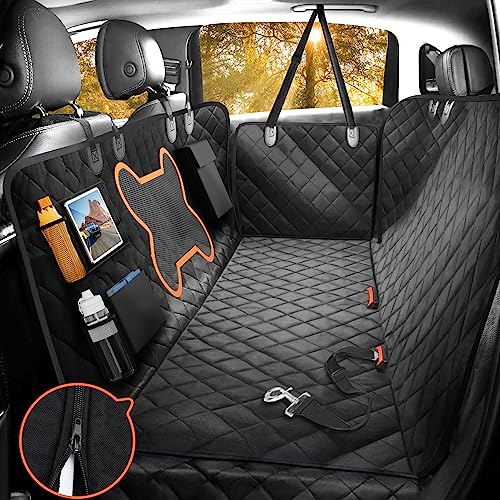 Dog Car Seat Cover for Back Seat for Cars, SUVs & Trucks - Zipper Design Car Seat Protector for Dogs w/Mesh Window & Waterproof – Durable & Nonslip Scratch – Pet Car Seat Cover Dog Hammock, Standard
