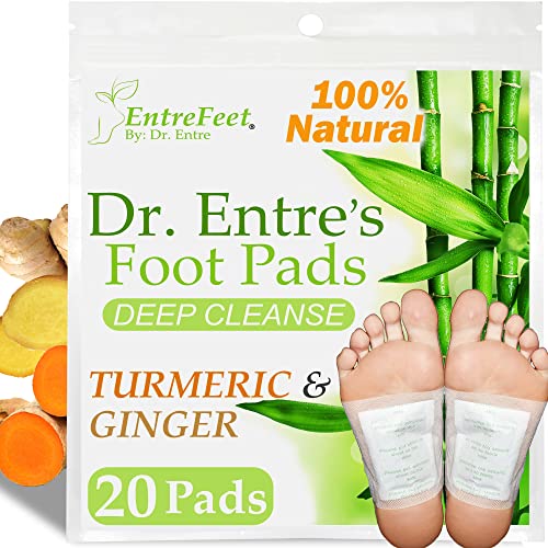 Dr. Entre's Foot Pads: Deep Cleansing Foot Pads to Remove Toxicants, Sleep Better & Relieve Stress | Effective Turmeric & Ginger Foot Pads | Organic Foot Patches | 20 Pack
