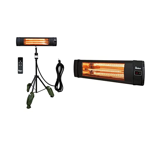 Dr Infrared Heater DR-338 Carbon Infrared Patio Heater with Tripod, Black & DR-238 Carbon Infrared Outdoor Heater for Patio, Backyard, Garage, and Decks, Standard, Black