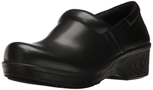 Dr. Scholl's Shoes Women's Dynamo Slip Resistant Work Clog,Black Leather,7.5