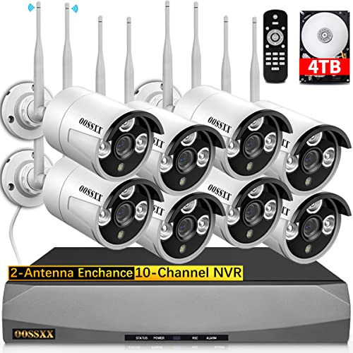 (Dual Antennas for WiFi Enhanced & 60 Days Storage) AI Human Detected 2K 3.0MP Wireless Security Camera System,OOSSXX 8 Channel NVR HD Outdoor Home Surveillance WiFi Cameras Systems with 4TB HDD