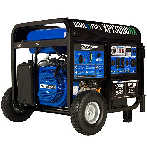 DuroMax XP13000HX Dual Fuel Portable Generator-13000 Watt Gas or Propane Powered Electric Start w/CO Alert, 50 State Approved, Blue