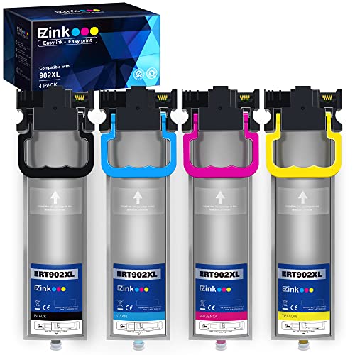 E-Z Ink (TM Remanufactured Ink Pack Replacement for Epson 902 T902 High Yield to use with Workforce WF-C5210, WF-C5290, WF-C5710, WF-C5790 (Black, Cyan, Magenta, Yellow, 4 Pack