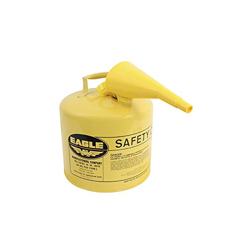 Eagle UI-50-FSY Yellow Galvanized Steel Type I Diesel Safety Can with Funnel, 5 gallon Capacity, 13.5" Height, 12.5" Diameter