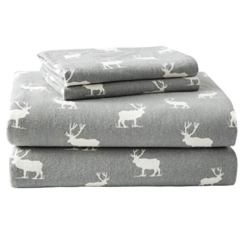 Eddie Bauer - Flannel Collection - Cotton Bedding Sheet Set, Pre-Shrunk & Brushed For Extra Softness, Comfort, and Cozy Feel, King, Elk Grove