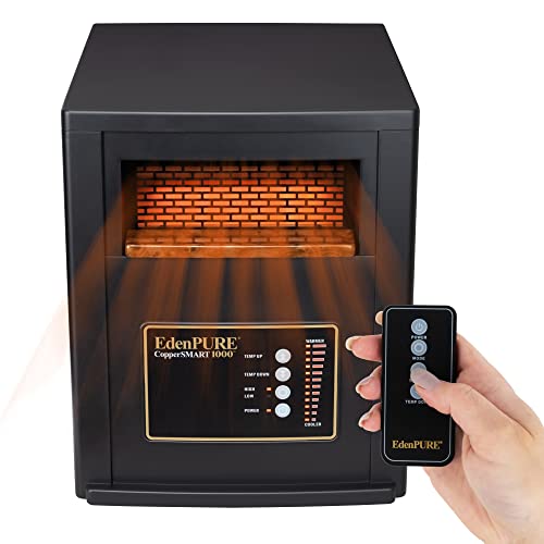 EdenPURE CopperSMART Infrared Heater Indoor Use Large Room and Small Room - ETL Listed, Electric Infrared Heater, 1000 to 1500 Watt Infrared Space Heater - Energy Efficient, Portable - Lifetime Filter