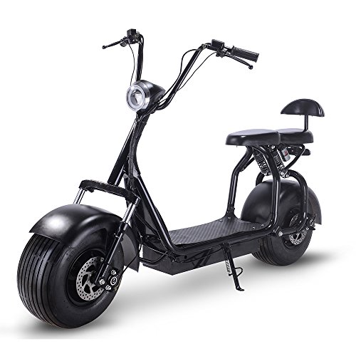 Electric 60V 1000W Fat Tire Scooters,Adult Citycoco with 2 Seat Power Scooter WERCS Battery Certificate,Key Start and Power Display (Cool Black)