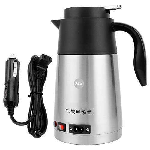 Electric Car Kettle24V 1200ml 200W Stainless Steel Electric Insulation Heating Mug Boil Water Heating Cup Car Egg Cooker with Car Cigarette Lighter for Car Travel