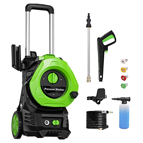 Electric Pressure Washer-3900PSI Max 2.6GPM Electric Power Washer Power Washers Electric Powered,4 Quick Connect nozzles, 25FT Hose, soap Tank car Wash Machine/Car/Driveway/Patio/Pool Clean Green