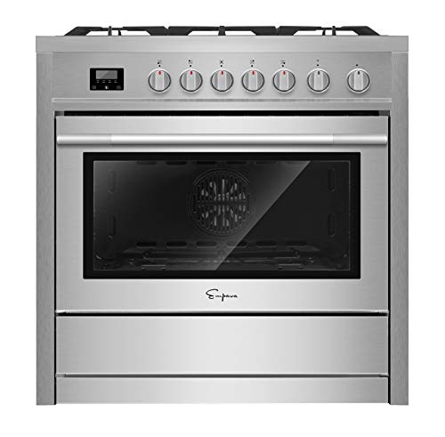 Empava EMPV_36GR01 Stainless Steel 36 inch Professional Single Oven Gas Range with 5 Deep Recessed Burners Cooktops, 36