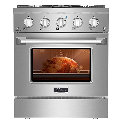 Empava Stainless Steel 30 in. 4.2 cu. ft. Pro-Style Slide-In Single Oven Gas Range with 4 Sealed Ultra High-Low Burners-Heavy Duty Continuous Grates, 30 Inch