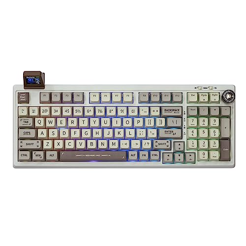 EPOMAKER RT100 97 Keys Gasket BT5.0/2.4G/USB-C Mechanical Gaming Keyboard with Customizable Display Screen, Knob, Hot Swappable Socket, 5000mAh Battery for Win/Mac (Gateron Yellow Switch)