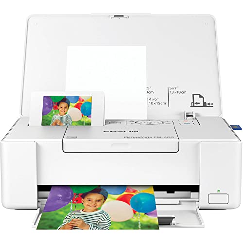 Epson PictureMate PM-400 Wireless Color Photo Printer, Auto Photo Correction, Borderless Printing, 5760 x 1440, 2.7" Color LCD, Cloud Mobile Printing, with SD Card Slot, Wi-Fi Direct, Portable, White