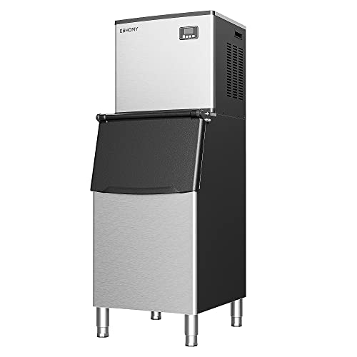 EUHOMY Commercial Ice Maker Machine 400Lbs/24H, Industrial Ice Machine ETL Approval 250 Lbs Storage Bin, Ice Ready in 8-15 mins, Stainless Steel Clear Ice Cube Maker for Bar/Cafe/Restaurant/Business