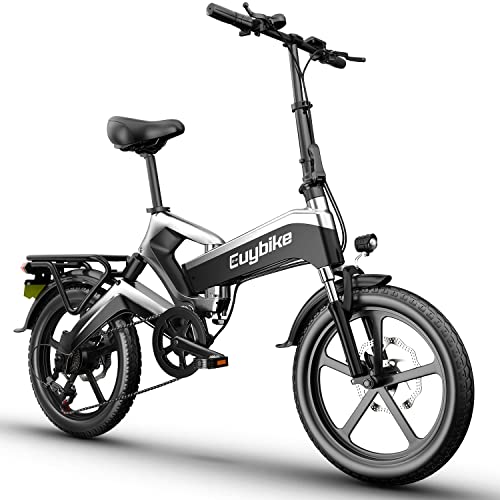 EUYBIKE K6 Folding Electric Bike for Adults, Magnesium Alloy 500W 21MPH Mountain Ebikes for Adults with 48V 12.8Ah LG Cells Removable Battery,20'' Electric Bicycle,Dual Suspension,7-Speed Gears
