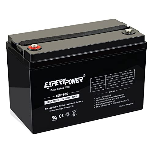 ExpertPower 12V 100Ah Deep Cycle Sealed Lead Acid Battery for Solar Wind Power (AGM)