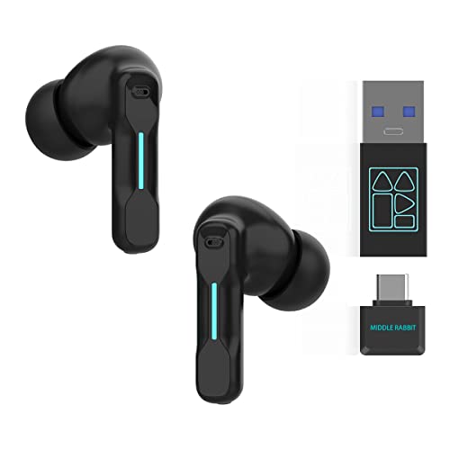 FEDIKER SW4 Wireless Earbuds for PC/Computer/Laptop/Mobile - Dongle & Bluetooth - 40ms Low Latency - 4 Mics PC Earbuds – Gaming - Work Headset - Work Headphones – Hidden Earbuds for Work Office