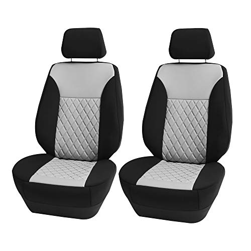 FH Group Car Seat Covers Front Set Gray Neoprene - Car Seat Cover for Low Back Seats with Removable Headrest, Universal Fit, Automotive Seat Covers, Airbag Compatible, Car Seat Cover for SUV, and Van