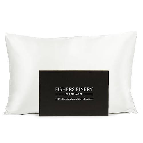 Fishers Finery 30mm 100% Pure Mulberry Silk Pillowcase, Good Housekeeping Quality Tested (White, Standard)