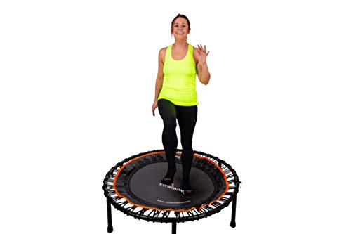FIT BOUNCE PRO XL Premium Bungee Rebounder USA | Half Folding Silent Indoor Mini Trampoline | Adults & Kids | DVDs & Online Workouts | Extra Large Bounce Area | Max Load 400lbs | Ready Assembled