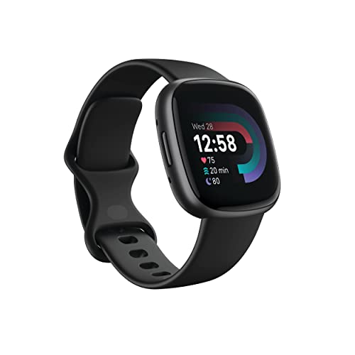 Fitbit Versa 4 Fitness Smartwatch with Daily Readiness, GPS, 24/7 Heart Rate, 40+ Exercise Modes, Sleep Tracking and more, Black/Graphite, One Size (S & L Bands Included)