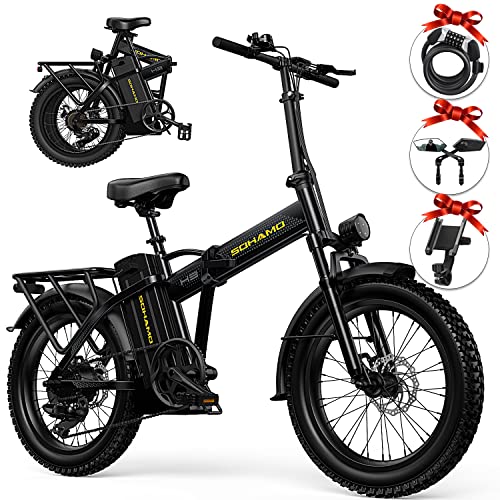 Foldable Electric Bicycles, 750W Brushless Motor, 48V 15AH Removable Battery, Electric Bike with Shimano 7 Speed Derailleur, Ebike for Adults