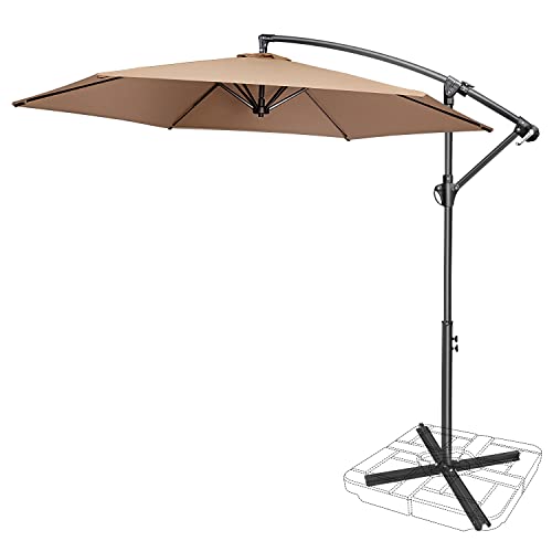 FRUITEAM 10ft Patio Offset Umbrella Eco-friendly Olefin Fabric, Large Cantilever Hanging Umbrellas with 36 Month Fade Resistant Canopy & Sturdy Pole, Easy Tilt Adjustment & Ventilation