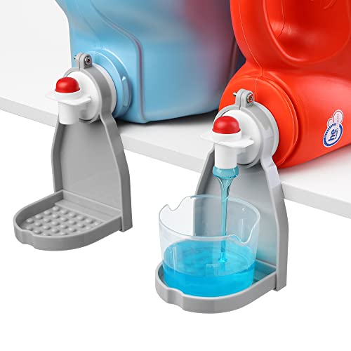 GBtroo Laundry Detergent Drip Catcher – 2-Pcs Set Detergent Cup Holder for Economic Sized Bottles – No-Leak Laundry Detergent Dispenser Drip Tray – Fabric Softener and Detergent Liquid Soap Saver
