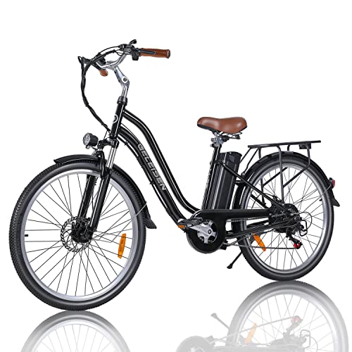 GELEISEN Electric Bikes for Adults, 500W Electric City Cruiser 28Mph Step-Thru Electric Bicycle, 48V 13Ah Removable Battery, 26" Ebikes for Adults, Professional Shimano 7-Speed(Fit 5Ft 4in to 6Ft 5in)