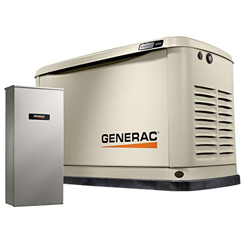 Generac 7172 10kW Air Cooled Guardian Series Home Standby Generator - Includes 100-Amp 16-Circuit Transfer Switch - Reliable Power Backup - Mobile Link Compatible with Easy Installation - Cream
