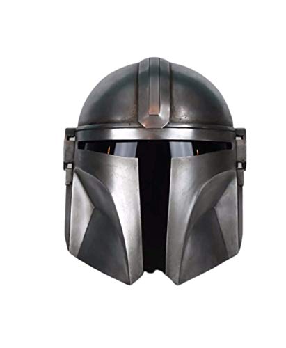 Generic,MOONLIGHTTRADING CO Metal Steel Mandalorian Helmet with Liner and Chin Strap for LARP Costumes Role Plays Gifts