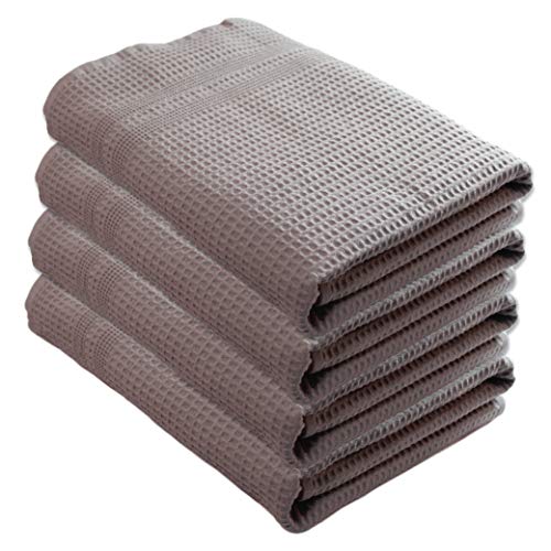 GILDEN TREE Waffle Towels Quick Dry Lint Free Thin, Bath Towel 4 Pack, Classic Style (Pewter)