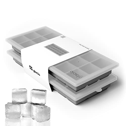 Glacio Small Ice Cube Silicone Trays with Lids - BPA-Free, Flexible Ice Molds for Cocktails and Beverages - Set of 2