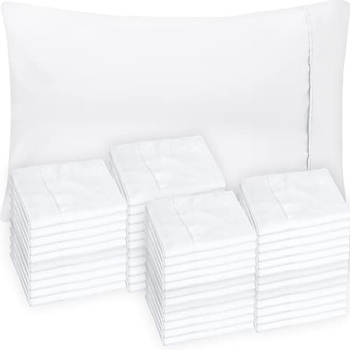 Glarea Pillow Cases Standard Size - Bulk 48 Pack White Pillow Cases Queen Size with Envelope Closure - Soft Microfiber Material for Comfortable Sleep, Sublimation and Air BnB Essentials