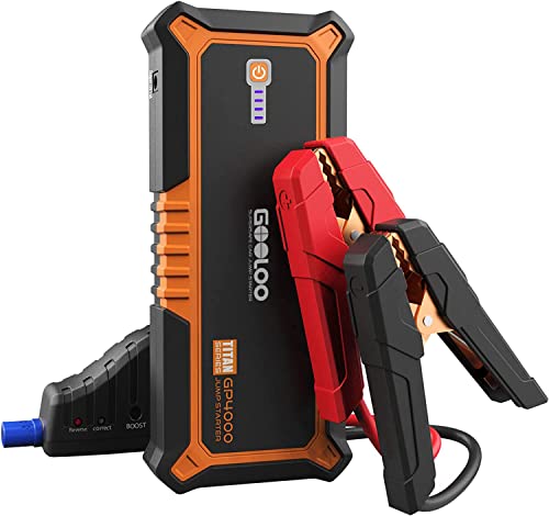 GOOLOO 4000A Peak Car Jump Starter 12V Auto Battery Booster SuperSafe Lithium Jump Box for All Gas, Up to 10.0L Diesel Engine, Portable Power Pack with USB Quick Charge and Type C Port, Orange