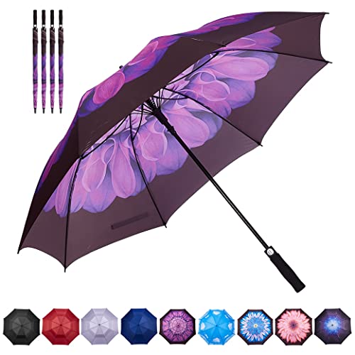Goothdurs 4 Packs 62 Inches Golf Umbrella Automatic Open Windproof Waterproof Large Rain Stick Umbrellas for Men Women