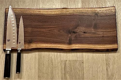 Gorgeous, Handcrafted Double Live Edge Dark Walnut Magnetic Knife Rack/Holder/Storage. 20" x 8.5”. Holds 10 Knives. Full Mounting Hardware.