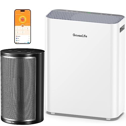 GoveeLife Smart Space Heater Bundle with Pet Air Purifiers for Home, 24H Timer, Wi-Fi App & Voice Remote Control